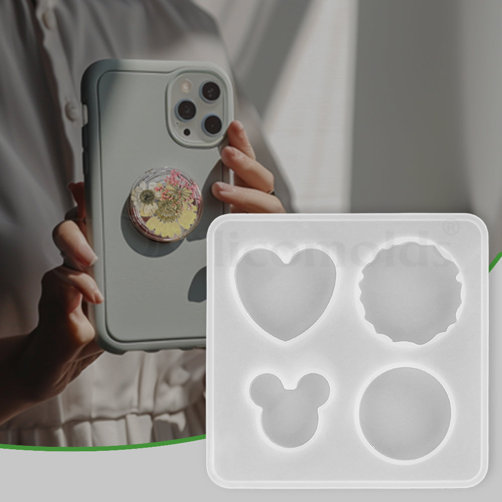 SILICOMOLDS - RESIN POP SOCKET MOLD - MICKEY+3SHAPES- URP- 083-RM